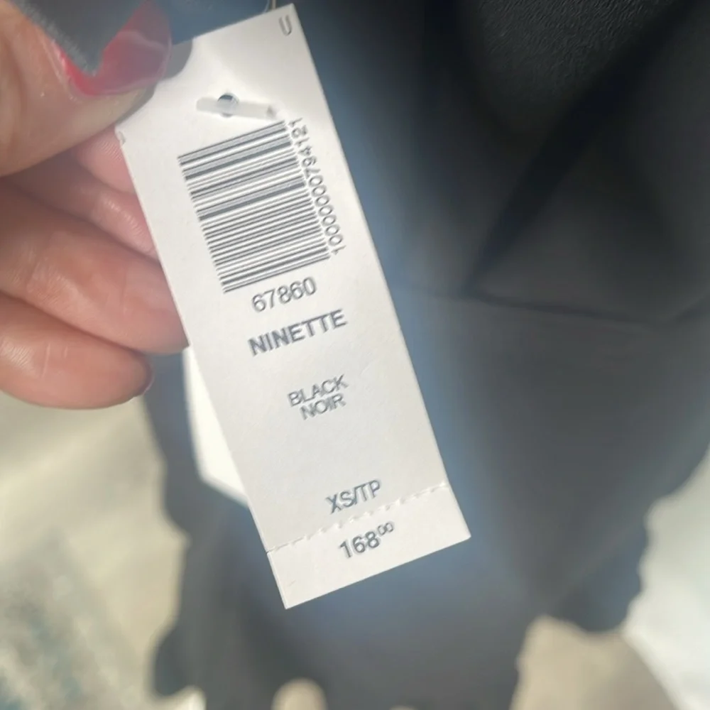 Aritzia Wilfred Ninette Crepe Faux Wrap Mini Dress Ruffles Black NWT Sz XS